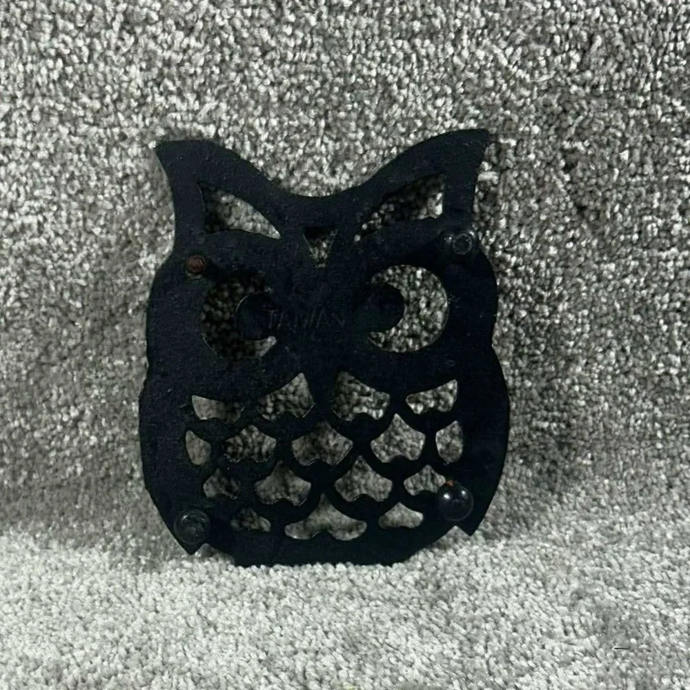 Owl Cast Iron Trivet Black Vintage Rustic Kitchen Decor‎
